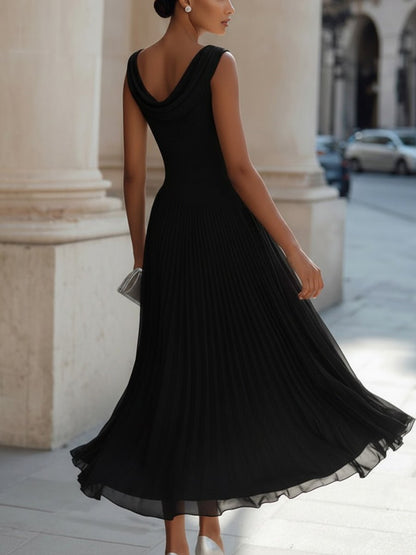 Women's Elegant Pleated Midi Dress