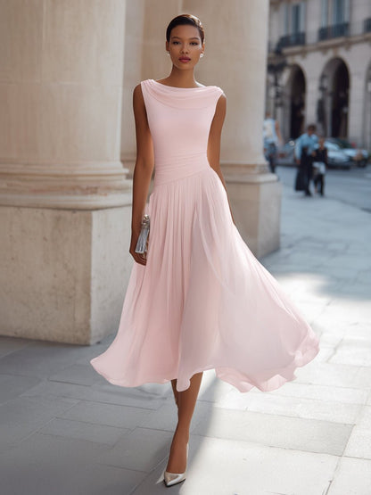 Women's Elegant Pleated Midi Dress