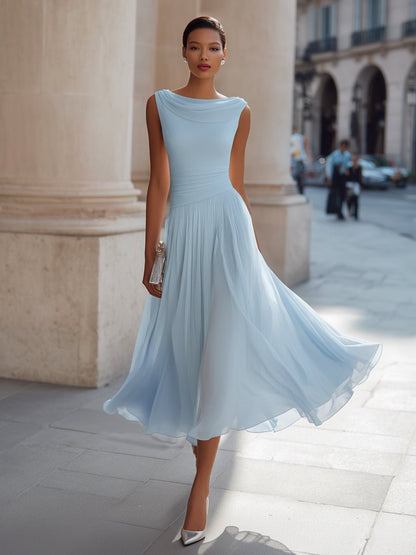 Women's Elegant Pleated Midi Dress