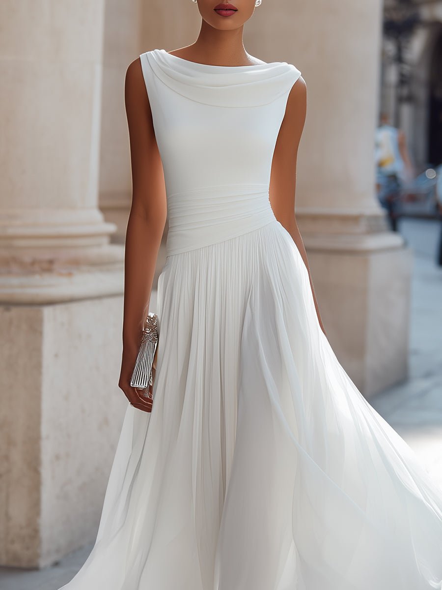 Women's Elegant Pleated Midi Dress