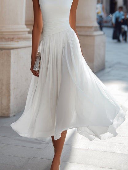 Women's Elegant Pleated Midi Dress