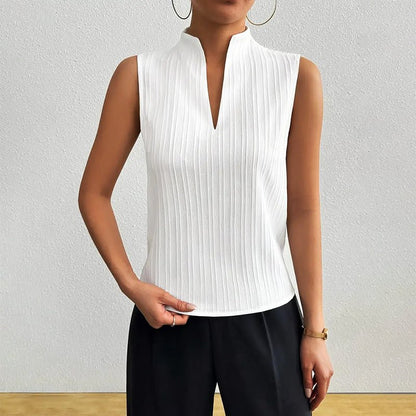 Women's Striped Stand-Collar Blouse