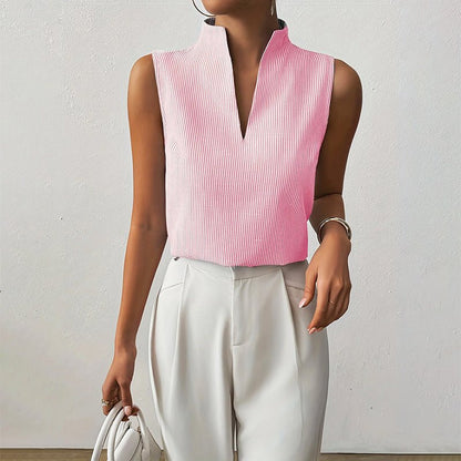 Women's Striped Stand-Collar Blouse