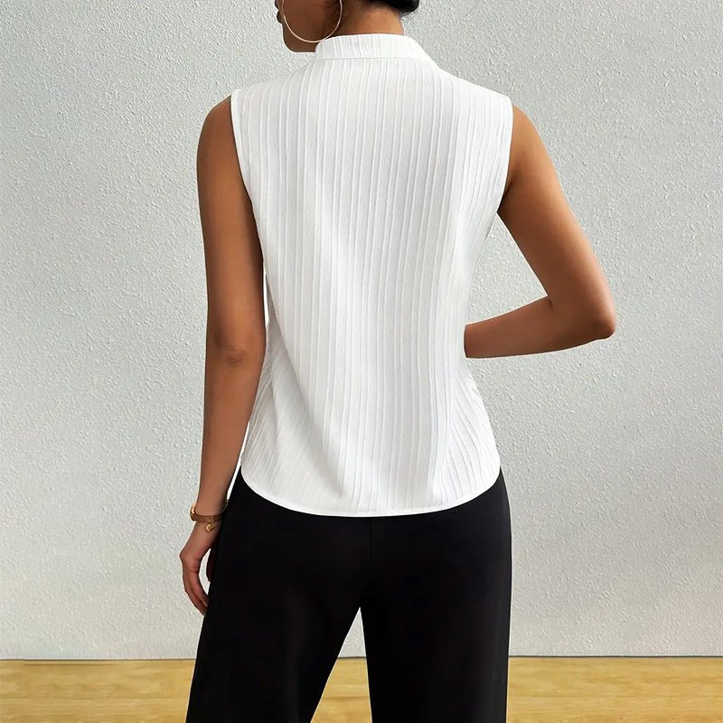 Women's Striped Stand-Collar Blouse