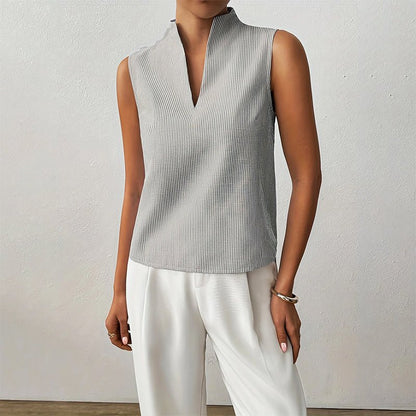 Women's Striped Stand-Collar Blouse