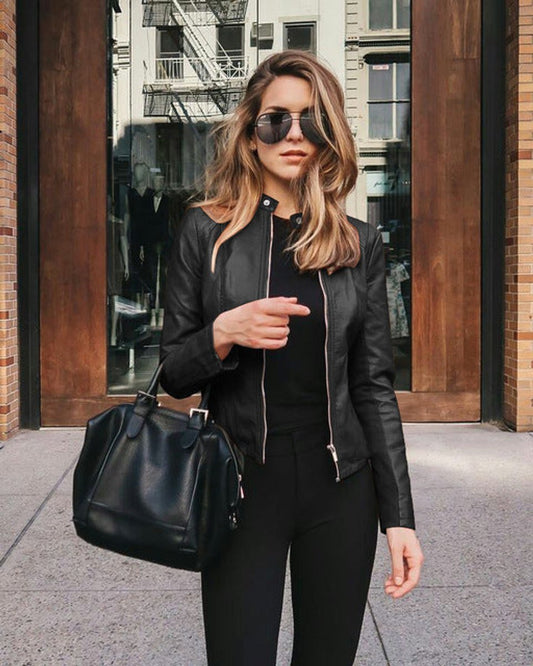 Women's Faux Leather Zip Jacket