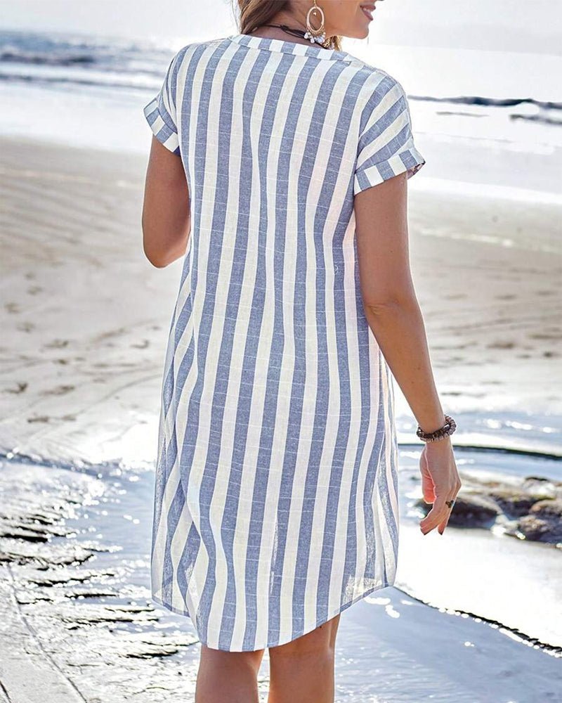 Women's Casual Striped Shirt Dress